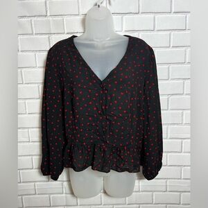 CANDIE’S women black crop top with hearts design /size XXL